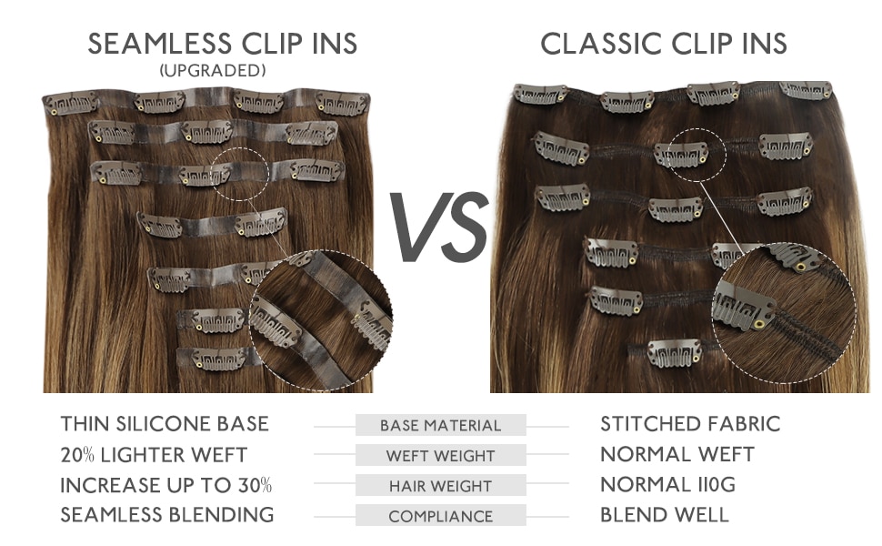 Seamless vs Classic Clip In Hair Extensions 1